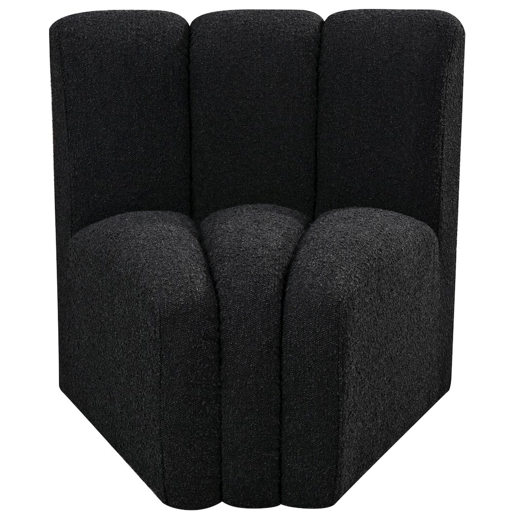 Arc Black Boucle Fabric Curved Corner. Picture 4