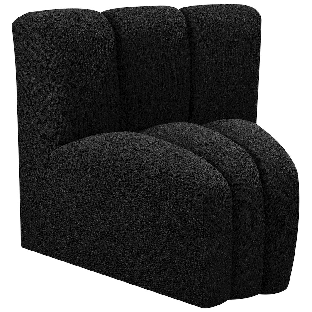 Arc Black Boucle Fabric Curved Corner. Picture 5