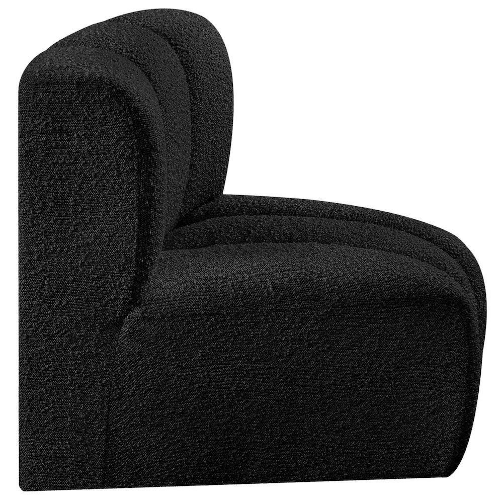 Arc Black Boucle Fabric Curved Corner. Picture 6