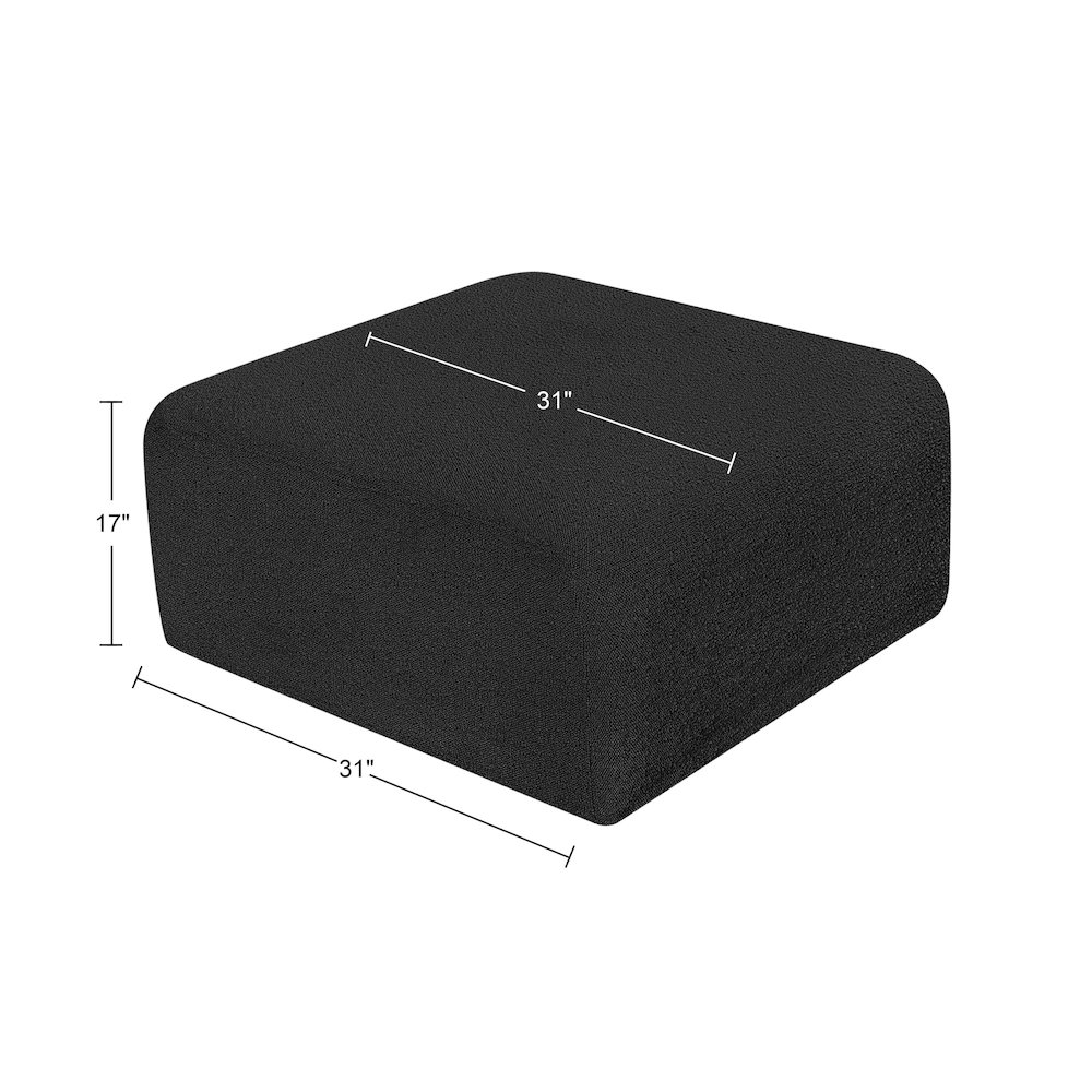 Arc Black Boucle Fabric Ottoman. Picture 6