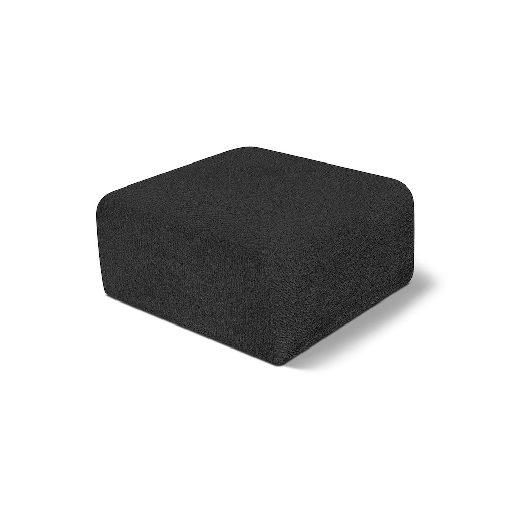 Arc Black Boucle Fabric Ottoman. Picture 1