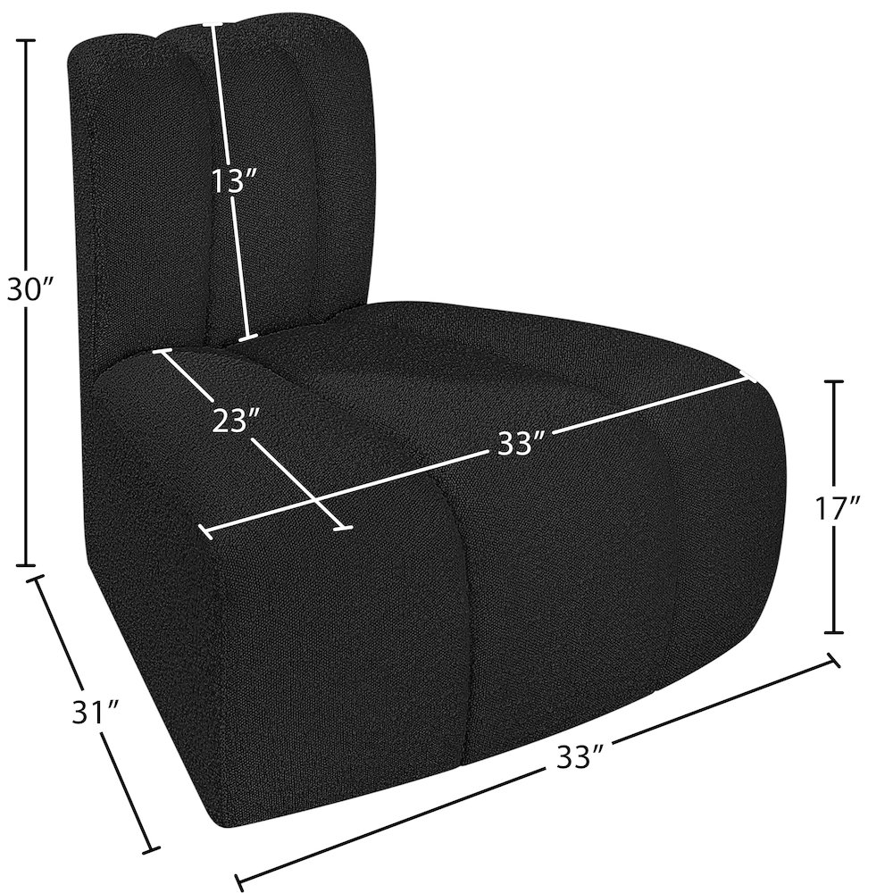 Arc Black Boucle Fabric Reverse Corner. Picture 8