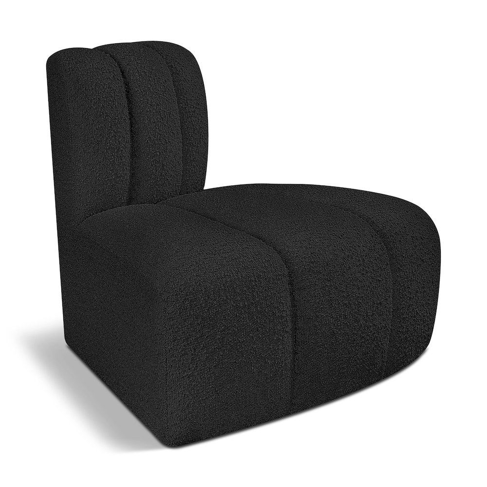 Arc Black Boucle Fabric Reverse Corner. Picture 1