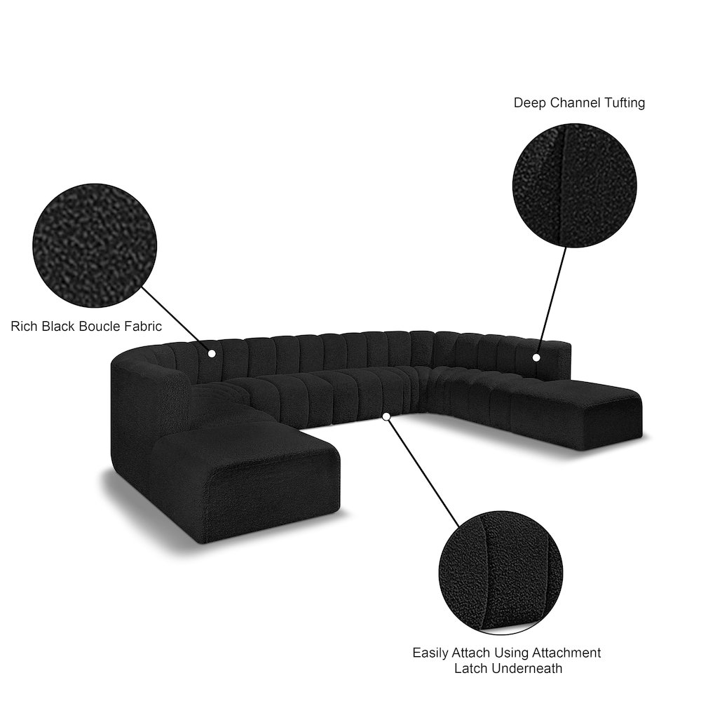 Arc Black Boucle Fabric Modular Sofa. Picture 11