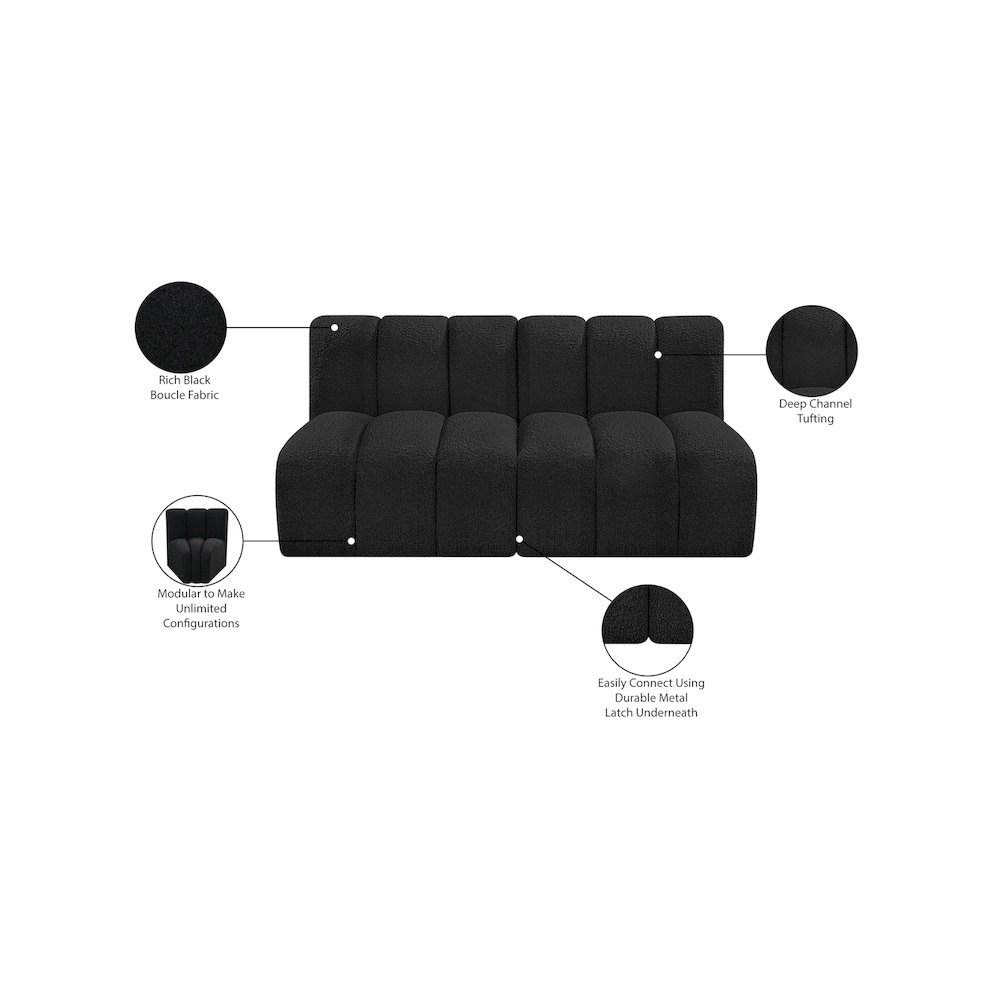 Arc Black Boucle Fabric Modular Sofa. Picture 9