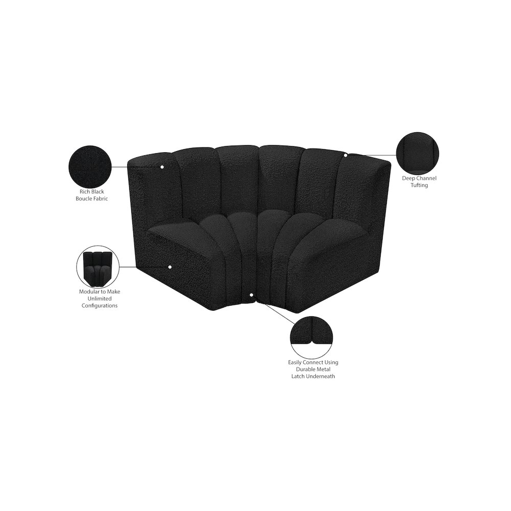 Arc Black Boucle Fabric Modular Sofa. Picture 7