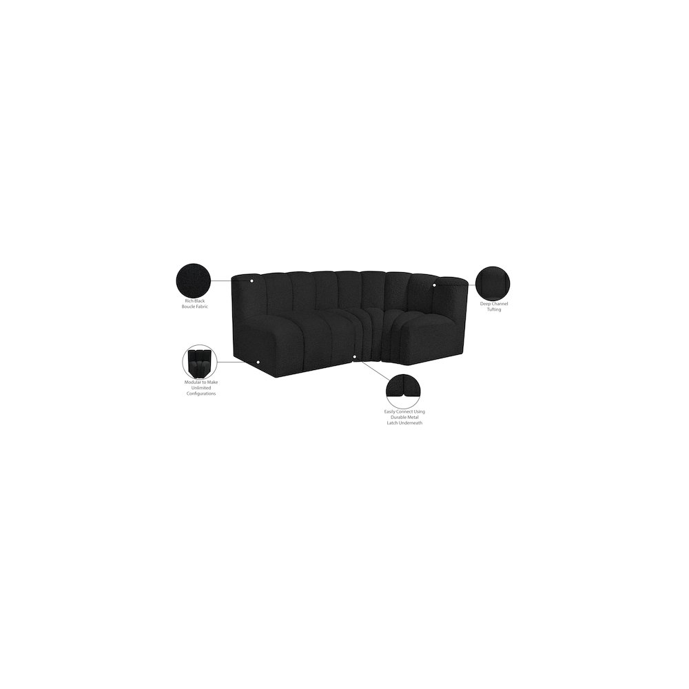 Arc Black Boucle Fabric Modular Sofa. Picture 8