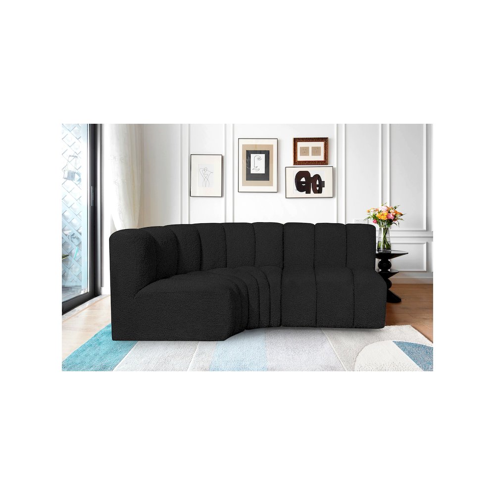 Arc Black Boucle Fabric Modular Sofa. Picture 2