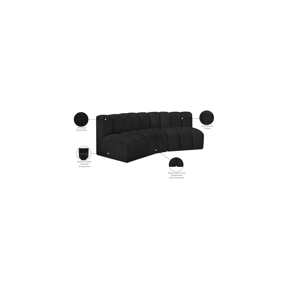 Arc Black Boucle Fabric Modular Sofa. Picture 8