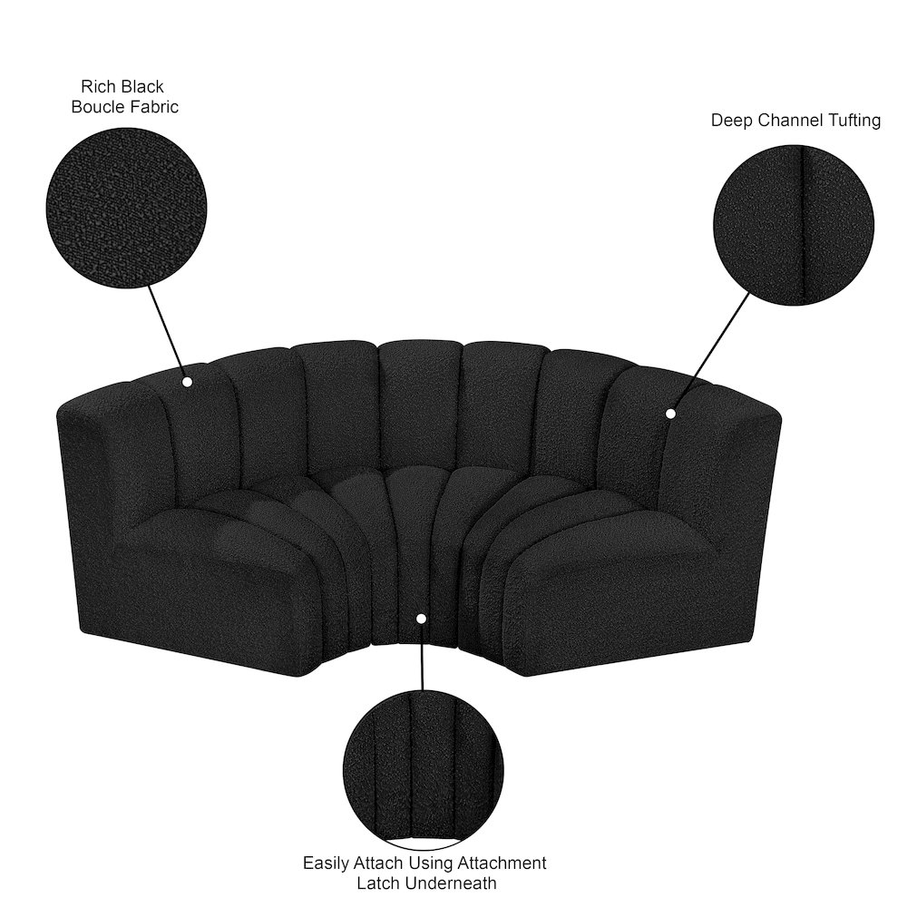Arc Black Boucle Fabric Modular Sofa. Picture 9