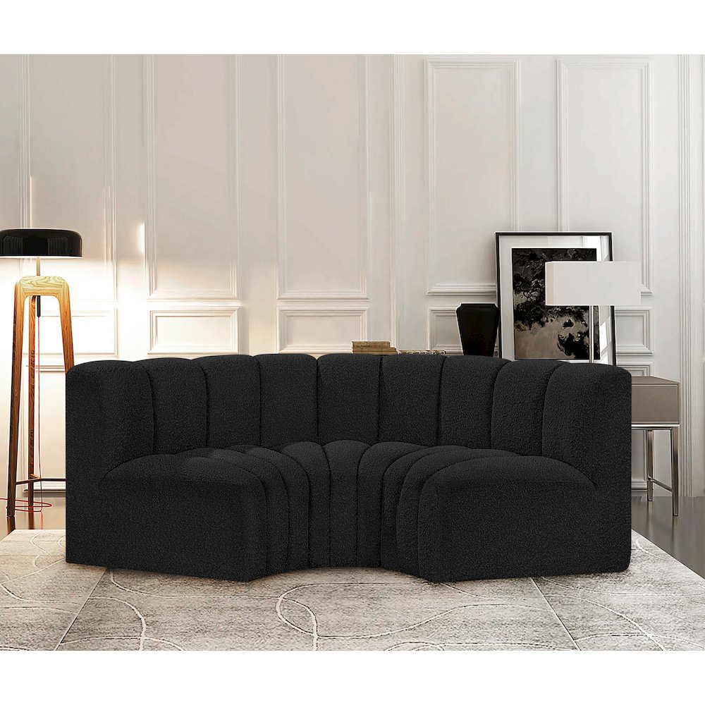 Arc Black Boucle Fabric Modular Sofa. Picture 2