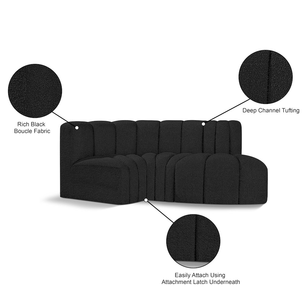 Arc Black Boucle Fabric Modular Sofa. Picture 8