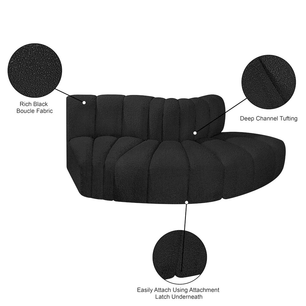 Arc Black Boucle Fabric Modular Sofa. Picture 7