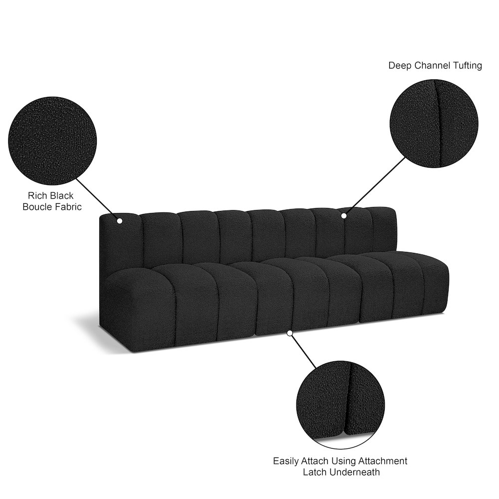 Arc Black Boucle Fabric Modular Sofa. Picture 9