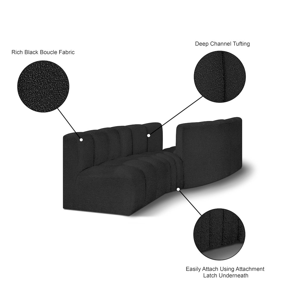 Arc Black Boucle Fabric Modular Sofa. Picture 8