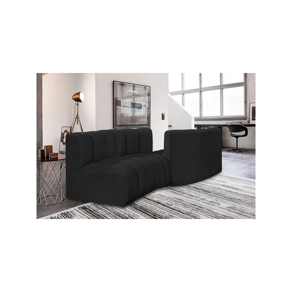 Arc Black Boucle Fabric Modular Sofa. Picture 2