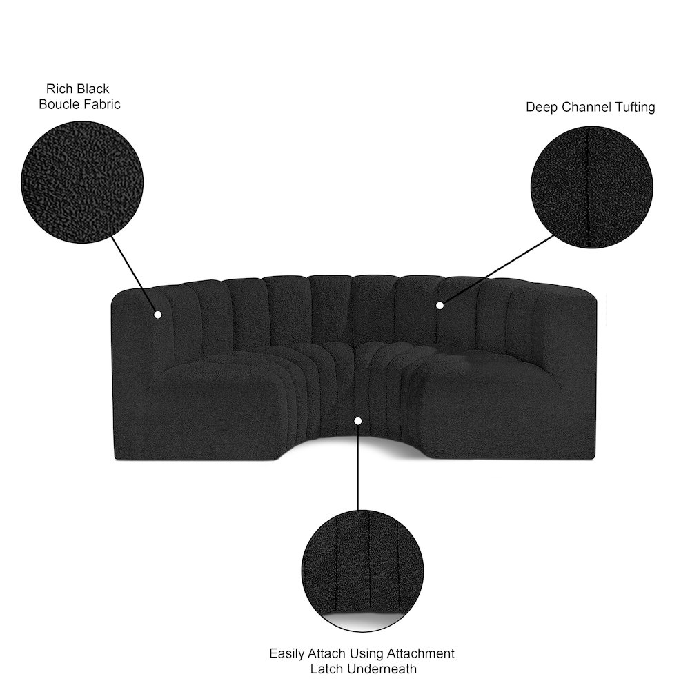 Arc Black Boucle Fabric Modular Sofa. Picture 9
