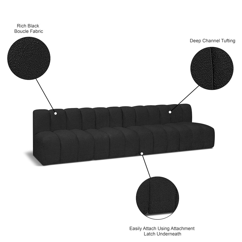 Arc Black Boucle Fabric Modular Sofa. Picture 9