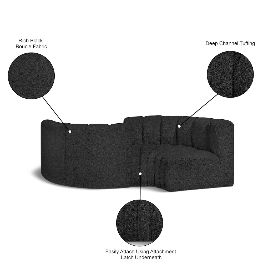 Arc Black Boucle Fabric Modular Sofa. Picture 9