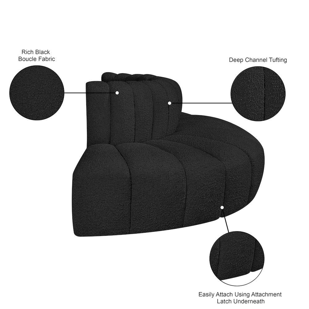 Arc Black Boucle Fabric Modular Sofa. Picture 8