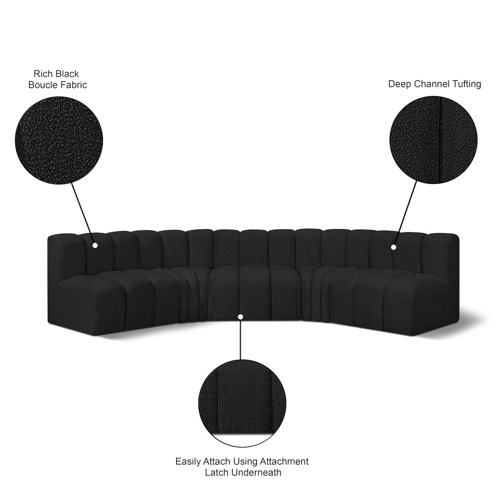 Arc Black Boucle Fabric Modular Sofa. Picture 9