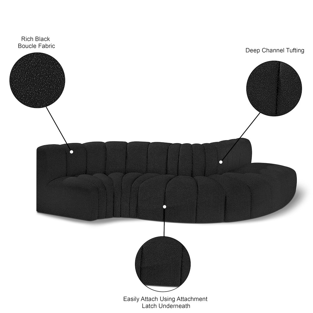 Arc Black Boucle Fabric Modular Sofa. Picture 7