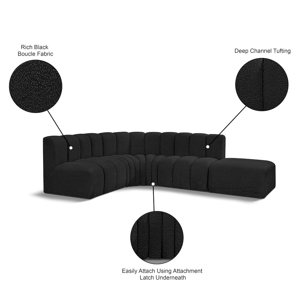 Arc Black Boucle Fabric Modular Sofa. Picture 8