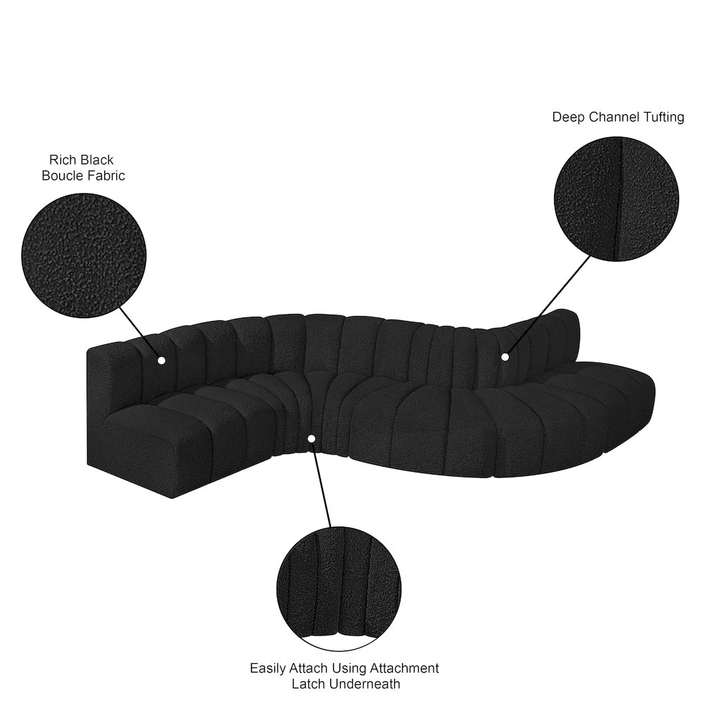 Arc Black Boucle Fabric Modular Sofa. Picture 8