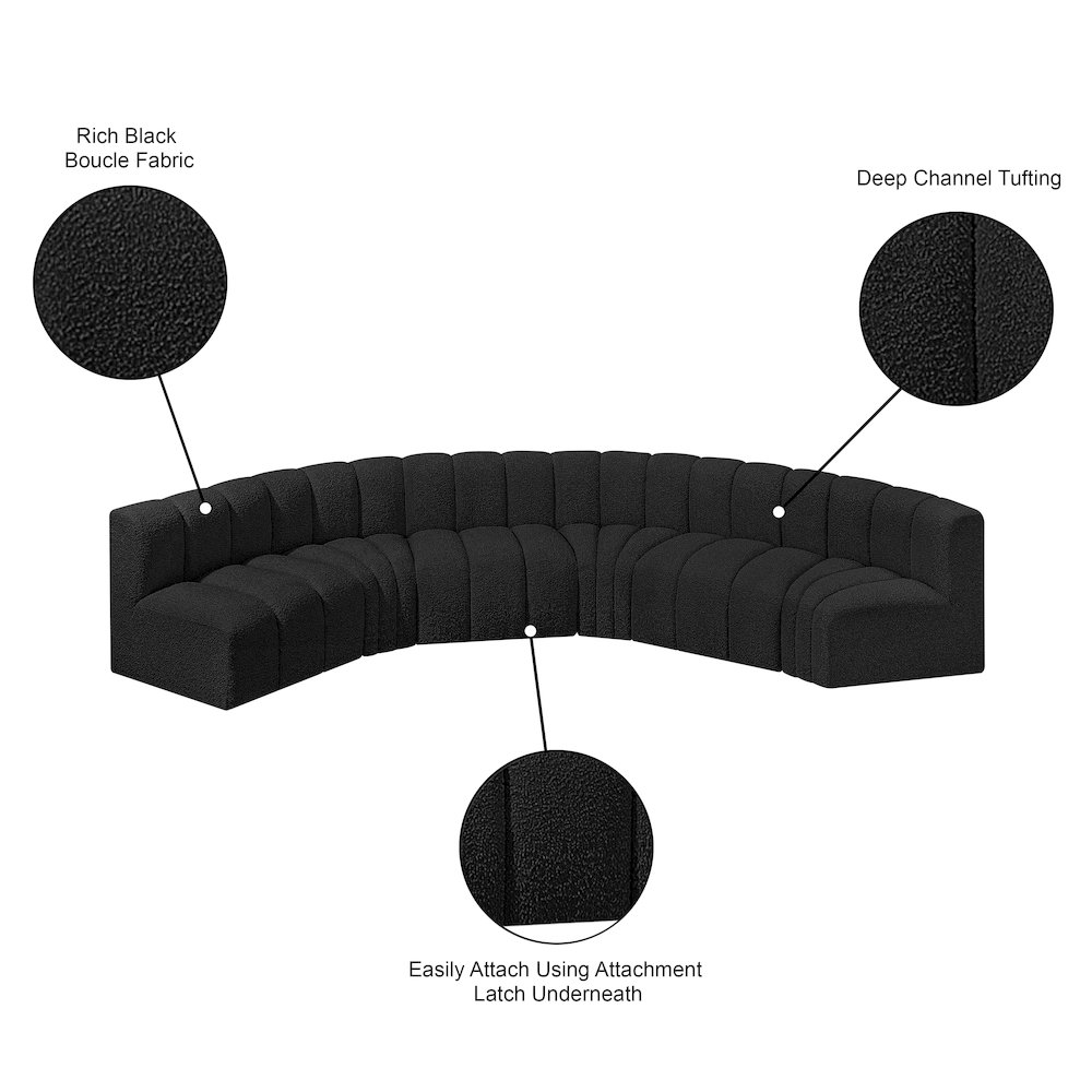 Arc Black Boucle Fabric Modular Sofa. Picture 9