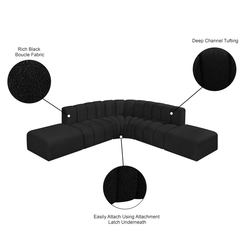 Arc Black Boucle Fabric Modular Sofa. Picture 8