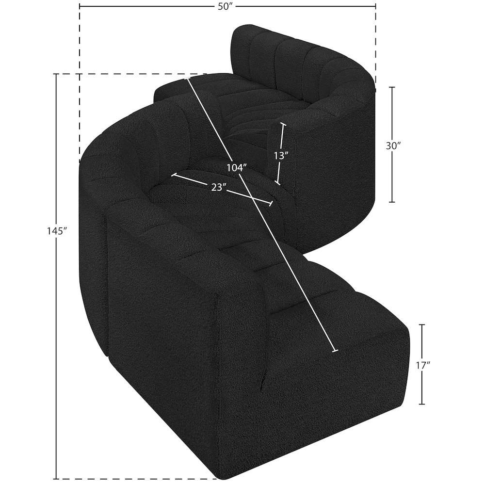 Arc Black Boucle Fabric Modular Sofa. Picture 5