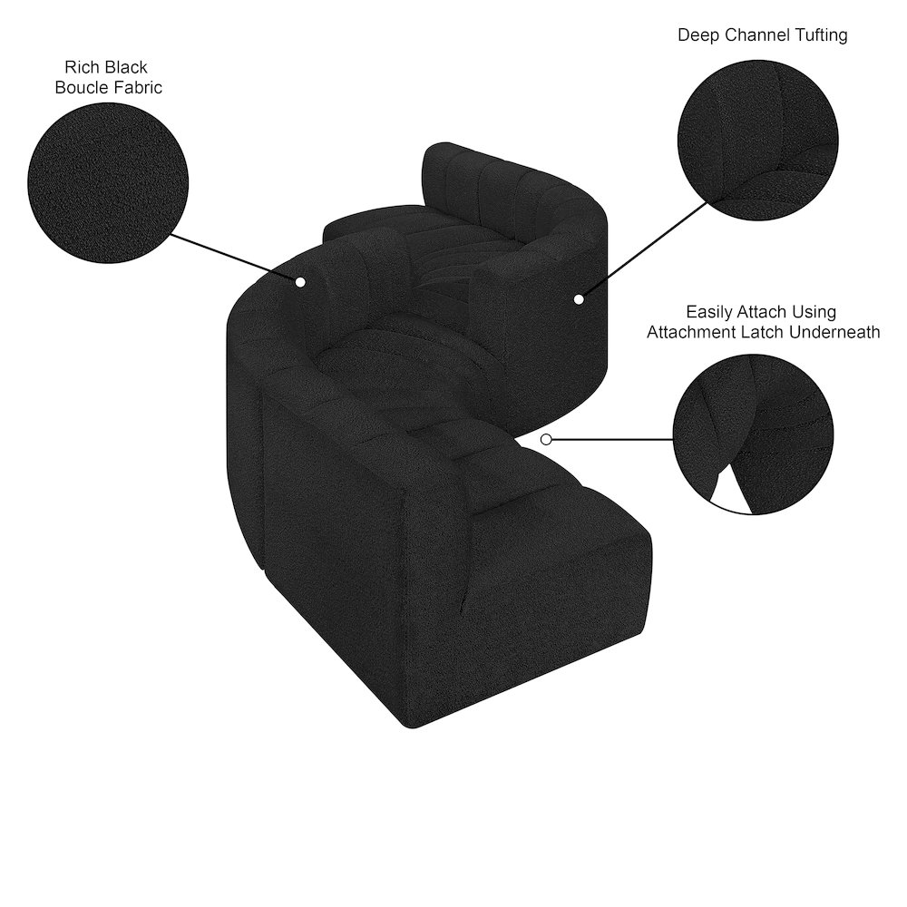 Arc Black Boucle Fabric Modular Sofa. Picture 6
