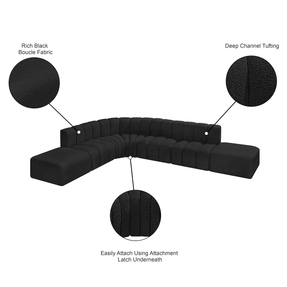 Arc Black Boucle Fabric Modular Sofa. Picture 7
