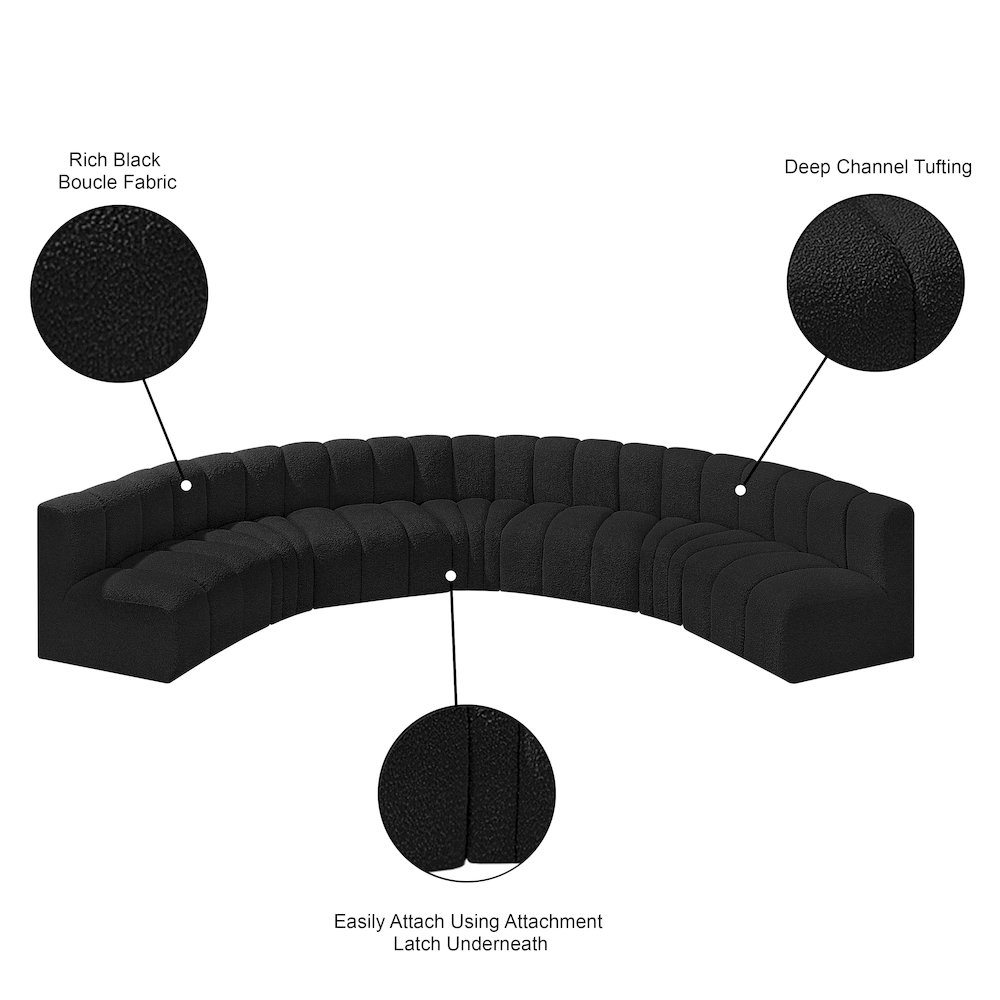 Arc Black Boucle Fabric Modular Sofa. Picture 10