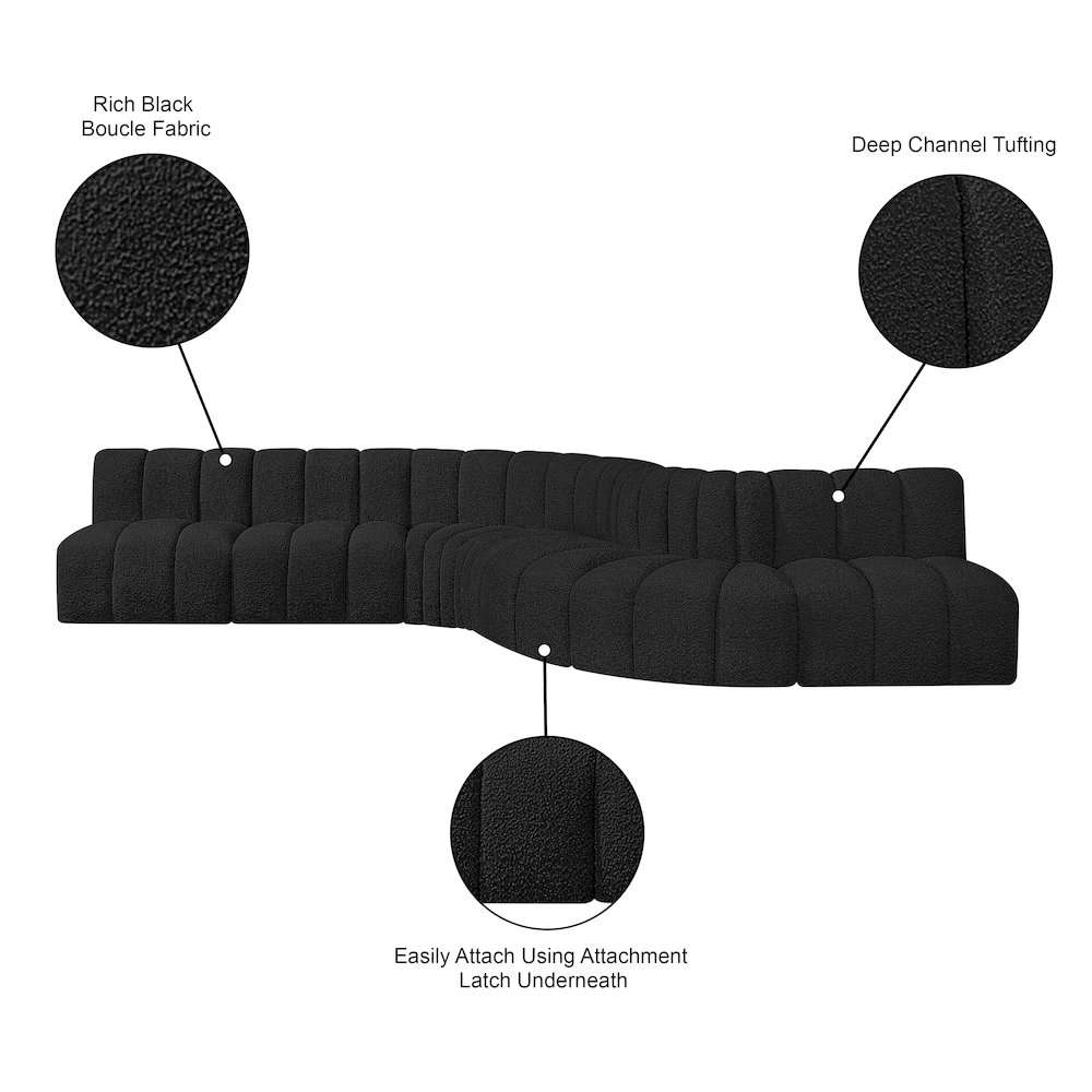 Arc Black Boucle Fabric Modular Sofa. Picture 12