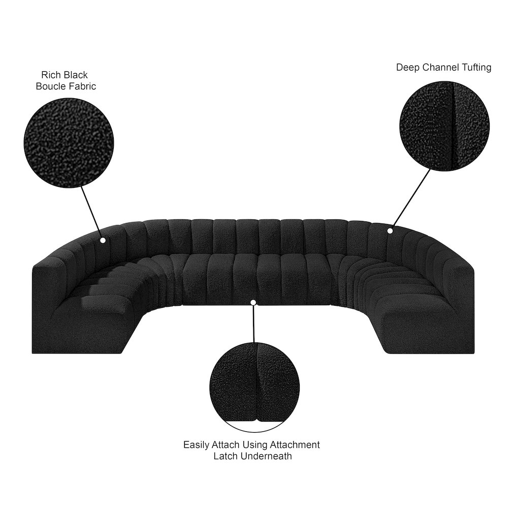 Arc Black Boucle Fabric Modular Sofa. Picture 11
