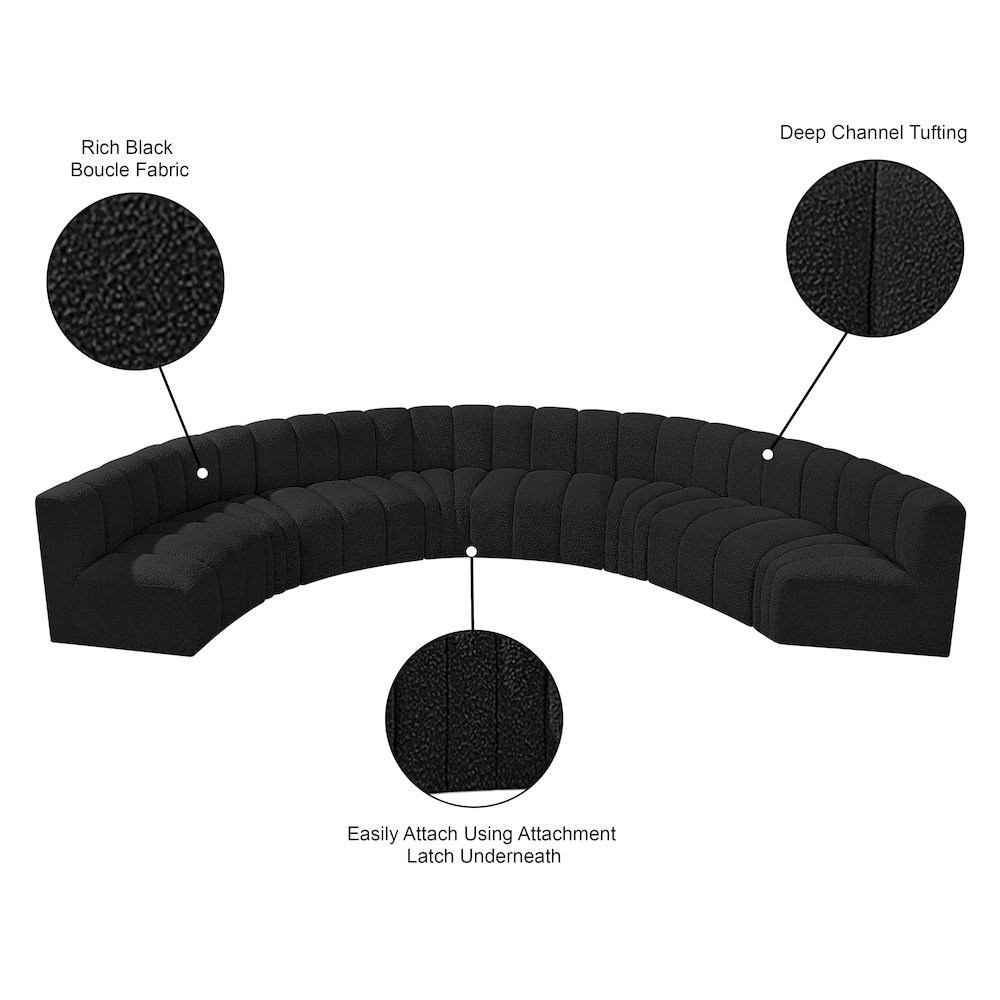 Arc Black Boucle Fabric Modular Sofa. Picture 10