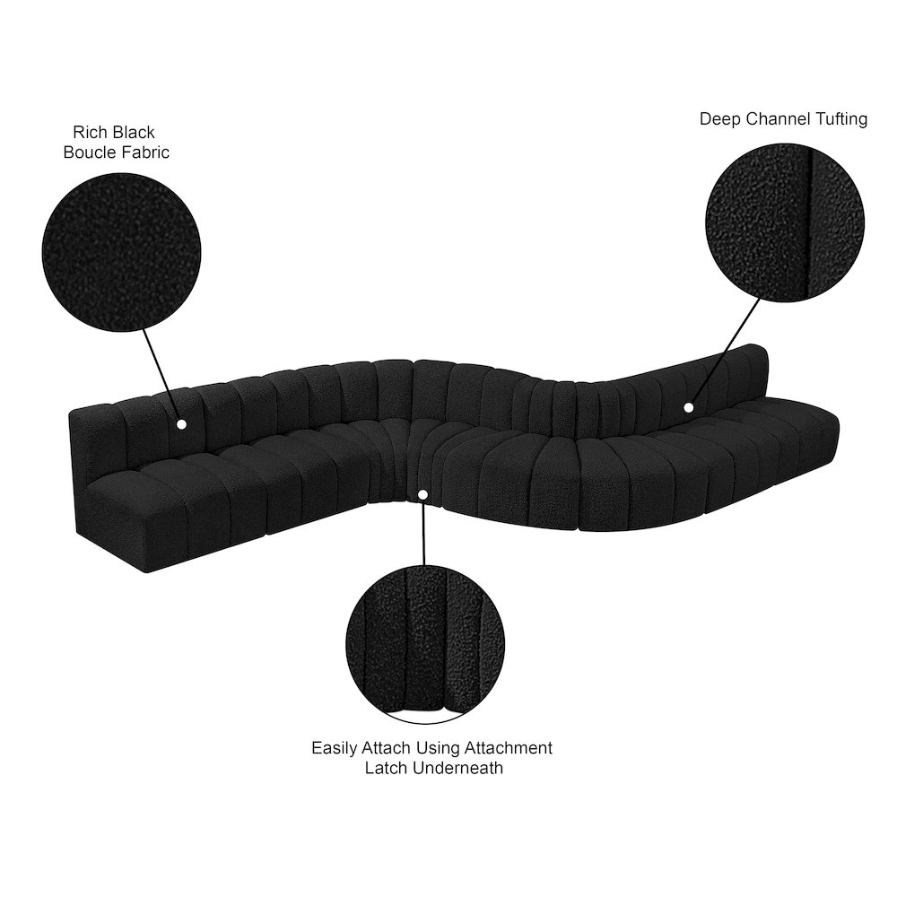 Arc Black Boucle Fabric Modular Sofa. Picture 11