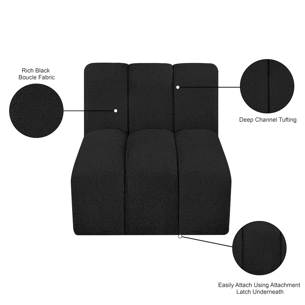 Arc Black Boucle Fabric Straight Chair. Picture 8