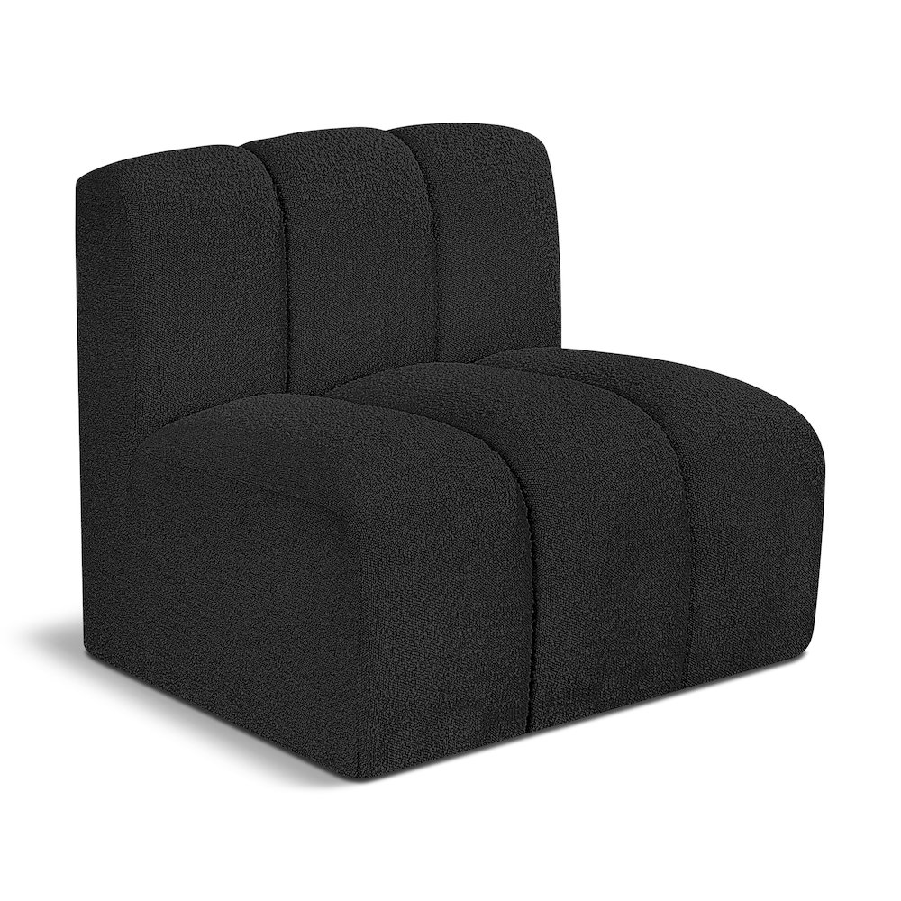 Arc Black Boucle Fabric Straight Chair. Picture 1