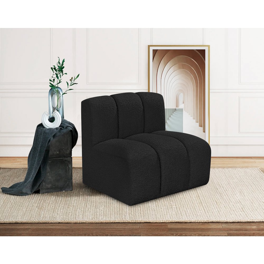 Arc Black Boucle Fabric Straight Chair. Picture 2
