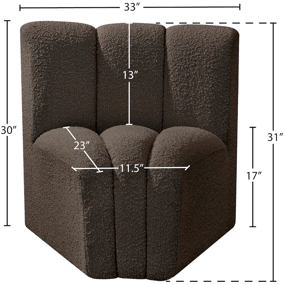 Arc Brown Boucle Fabric Curved Corner. Picture 7