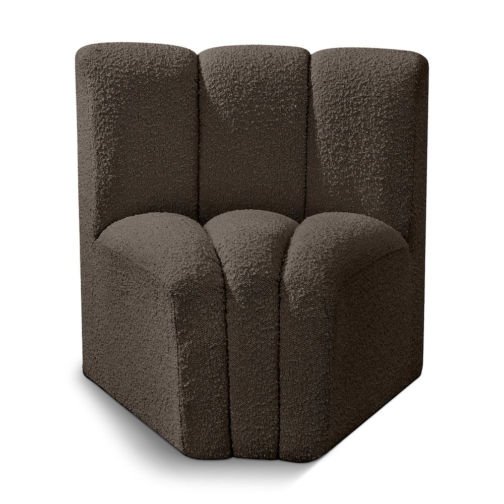 Arc Brown Boucle Fabric Curved Corner. Picture 1