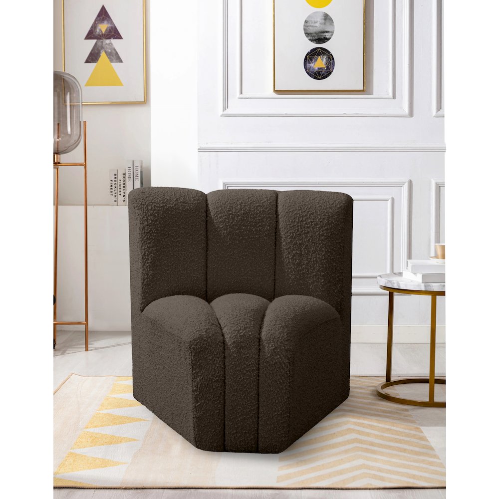 Arc Brown Boucle Fabric Curved Corner. Picture 2