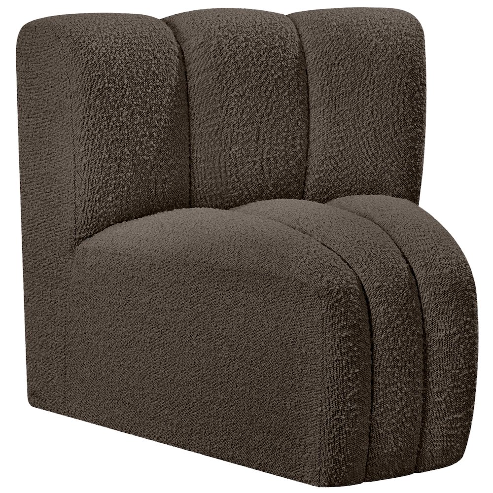 Arc Brown Boucle Fabric Curved Corner. Picture 5