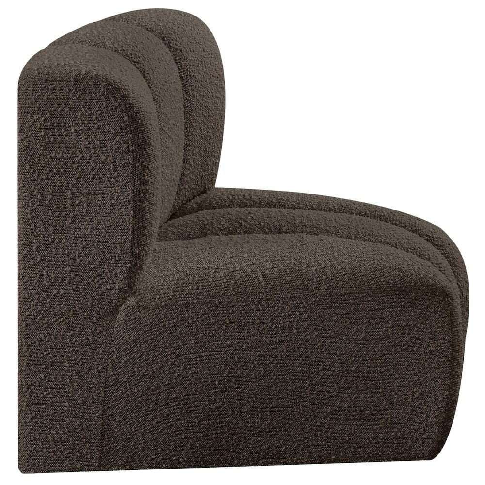 Arc Brown Boucle Fabric Curved Corner. Picture 6
