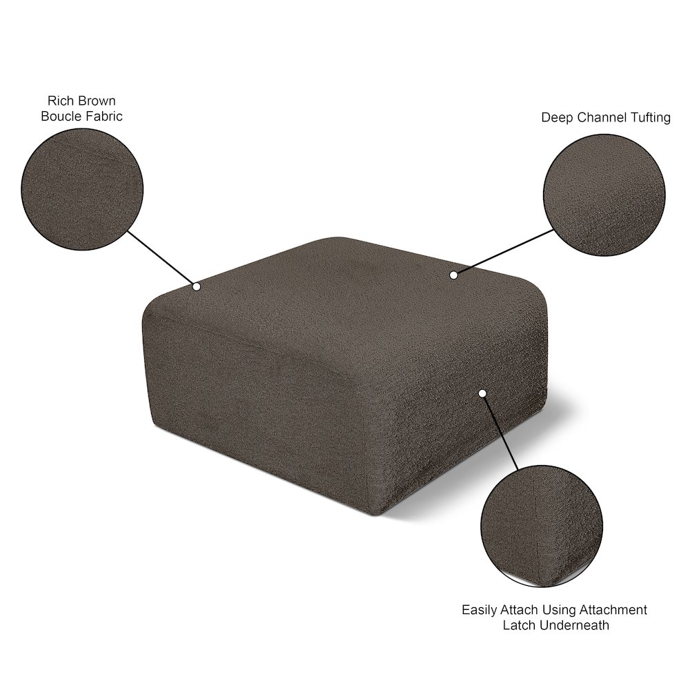 Arc Brown Boucle Fabric Ottoman. Picture 7
