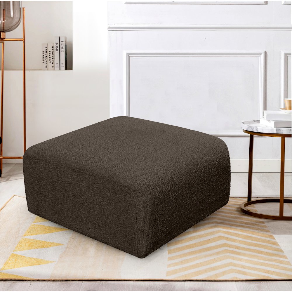 Arc Brown Boucle Fabric Ottoman. Picture 2