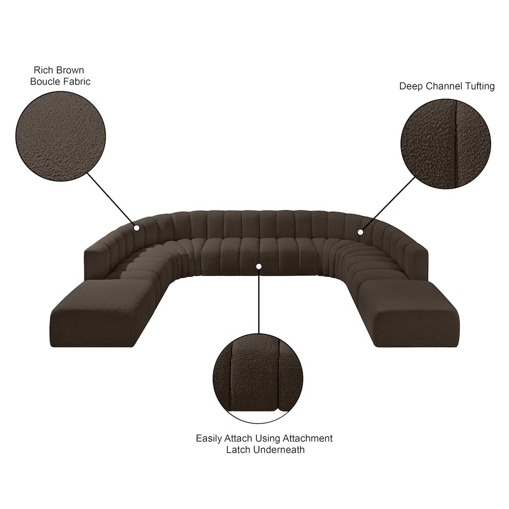 Arc Brown Boucle Fabric Modular Sofa. Picture 11
