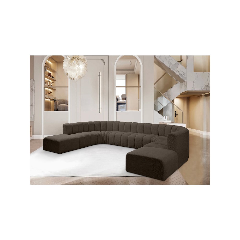 Arc Brown Boucle Fabric Modular Sofa. Picture 2
